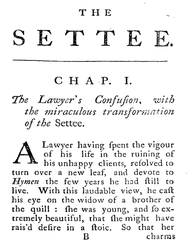 I think this is possibly the strongest opening to a novel that ever existed. Also, the phrase "devote to Hymen" is incredible.