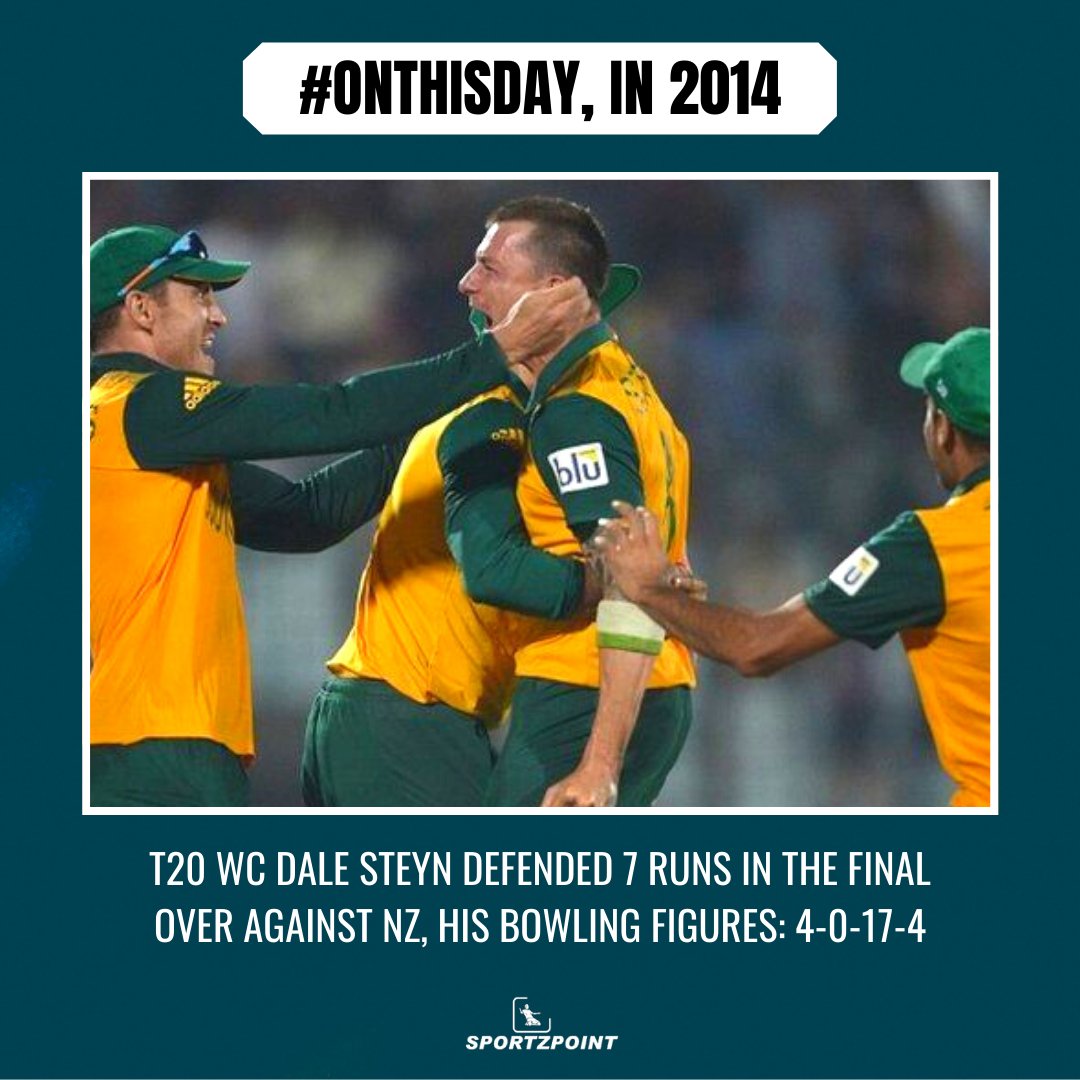 sportz_point's tweet photo. P1: 2014 T20 WC
Dale Steyn defended 7 runs in the final over against NZ 🔥
P2: 2015 CWC
Dale Steyn couldn't defend 12 runs in last over of the semi-final against NZ 😰
....
#OnThisDay #DaleSteyn #Steyn #2015CWC #2014T20WC #IPL2022 https://t.co/HNYkmzvKkS