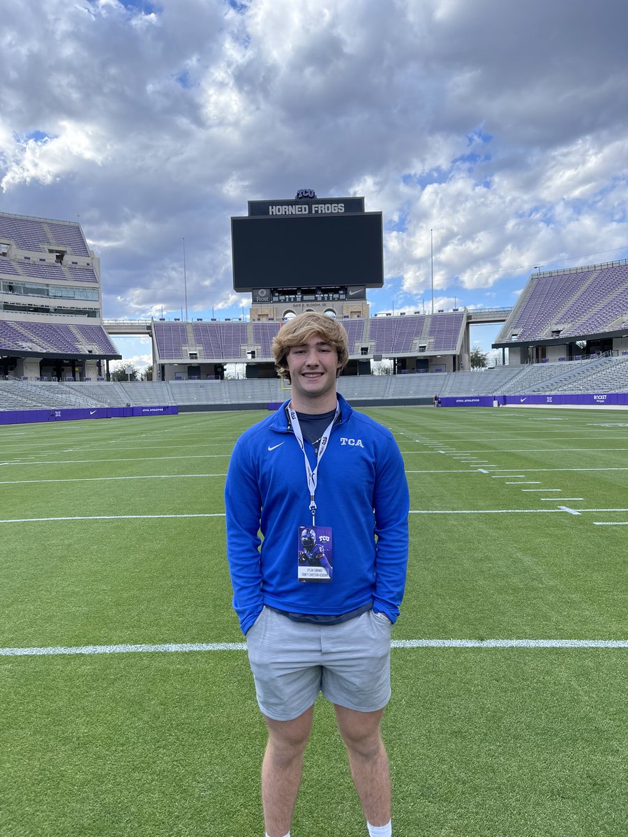 DylanEubanks15's tweet photo. Had a great time @TCUFootball today! Thanks @TylerOlker @joe_gillespi3 @HC_Hayes @GregJohnston67 #big12 #TCU https://t.co/niG207gIyB