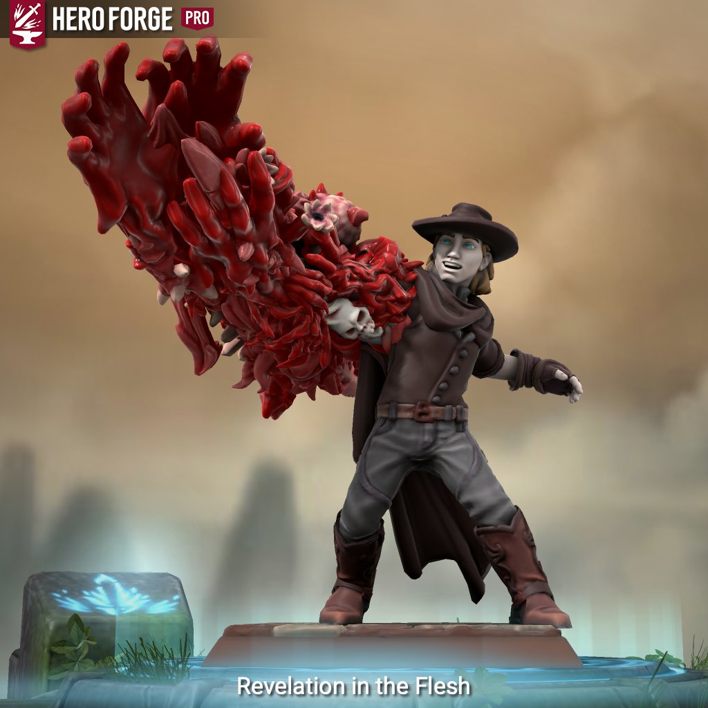 Is_This_The_IRL's tweet photo. It was so exciting to put some delicious double modelling to work in this #HeroForgeContest! As the Aberrant Mind Sorcerer grows in might, they must come to terms with the gibbering, eldritch truth that writhes deep within - their Revelation in the Flesh! https://t.co/3K9dKf6Yf4 https://t.co/PDDUdBwtEL
