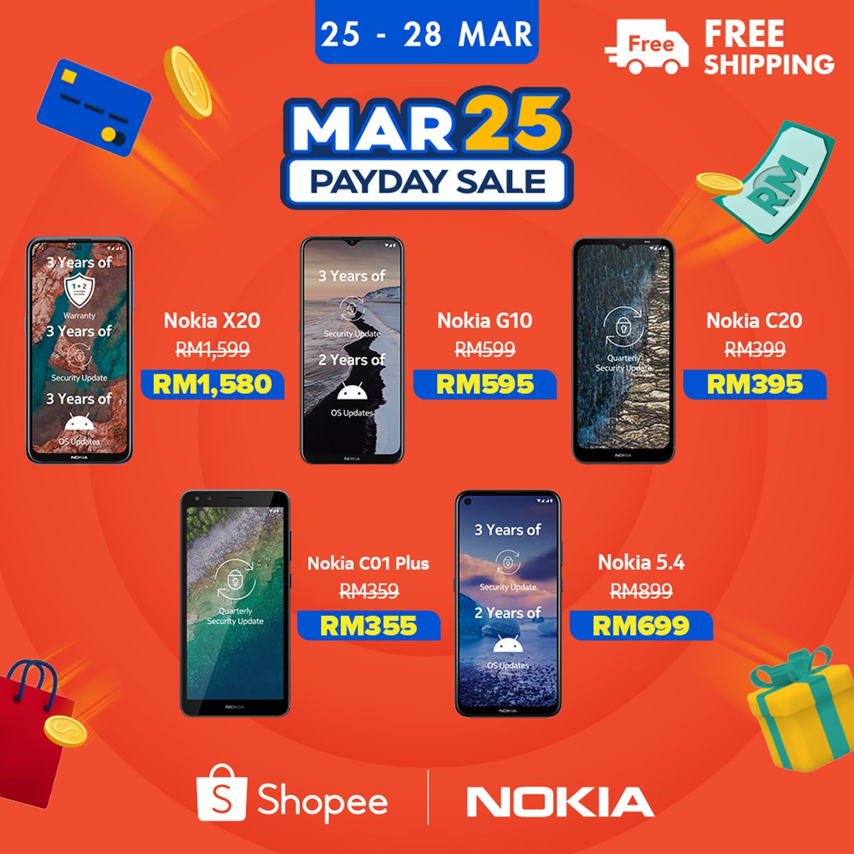 MacpieD's tweet photo. Hey Bestie! 😃 Jangan lupa okay Jualan Hari Gaji Shopee pada 25 hingga 28 Mac 2022! PENGHANTARAN PERCUMA untuk semua telefon Nokia 🎉

𝗪𝗵𝗲𝗿𝗲 𝘁𝗼 𝗯𝘂𝘆: 
➡️ https://t.co/S25u7AZbgd

#NokiaMobile 
#MacpieDistribution
#Shopee https://t.co/KjWUd7UXnQ