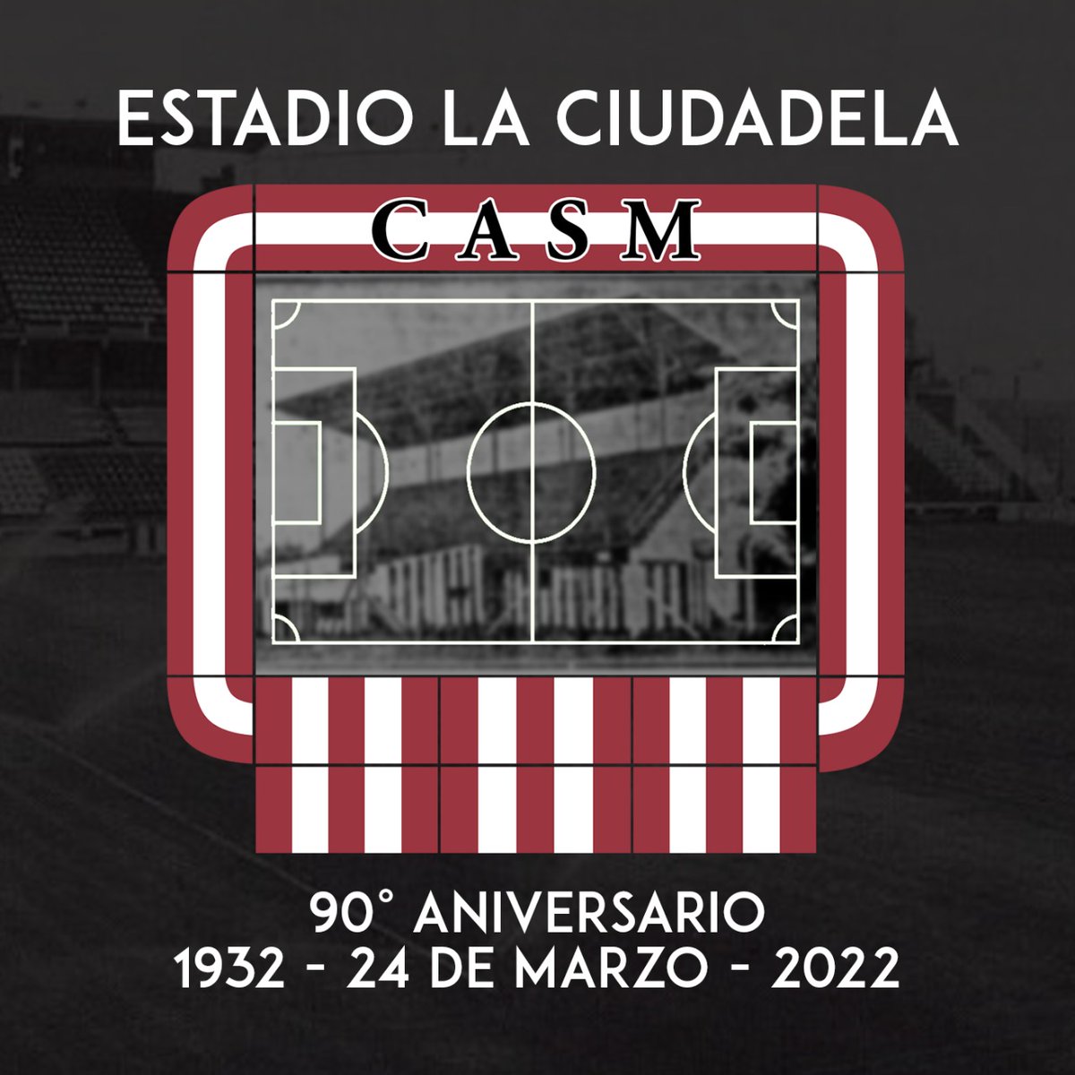 [90° Aniversario - #LaCiudadela] 

🏟Nuestro Estadio La Ciudadela cumple 90 años🎉🇦🇹 desde su inauguración.Por tal motivo, durante toda la jornada iremos recordando momentos, datos y n° en gral. 

👉🏽Aquí nuestro #Logo, los invitamos a colocarlo en sus perfiles a lo largo del día.