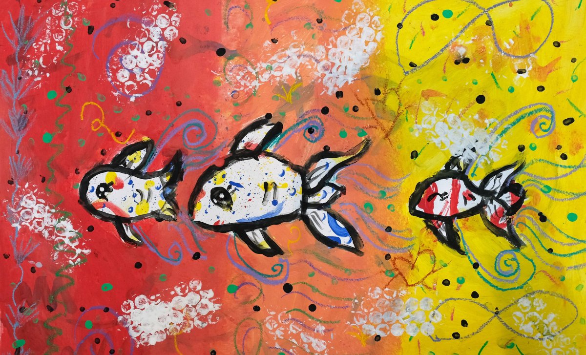 DryadGeneral's tweet photo. Check out this fantastic piece of work titled 'Scarpace Inspired Fish' by Maya Rana, aged 5, currently studying at Brighton College Dubai. Maya created this work using ready-mixed paint. https://t.co/47xZ4DpEj4