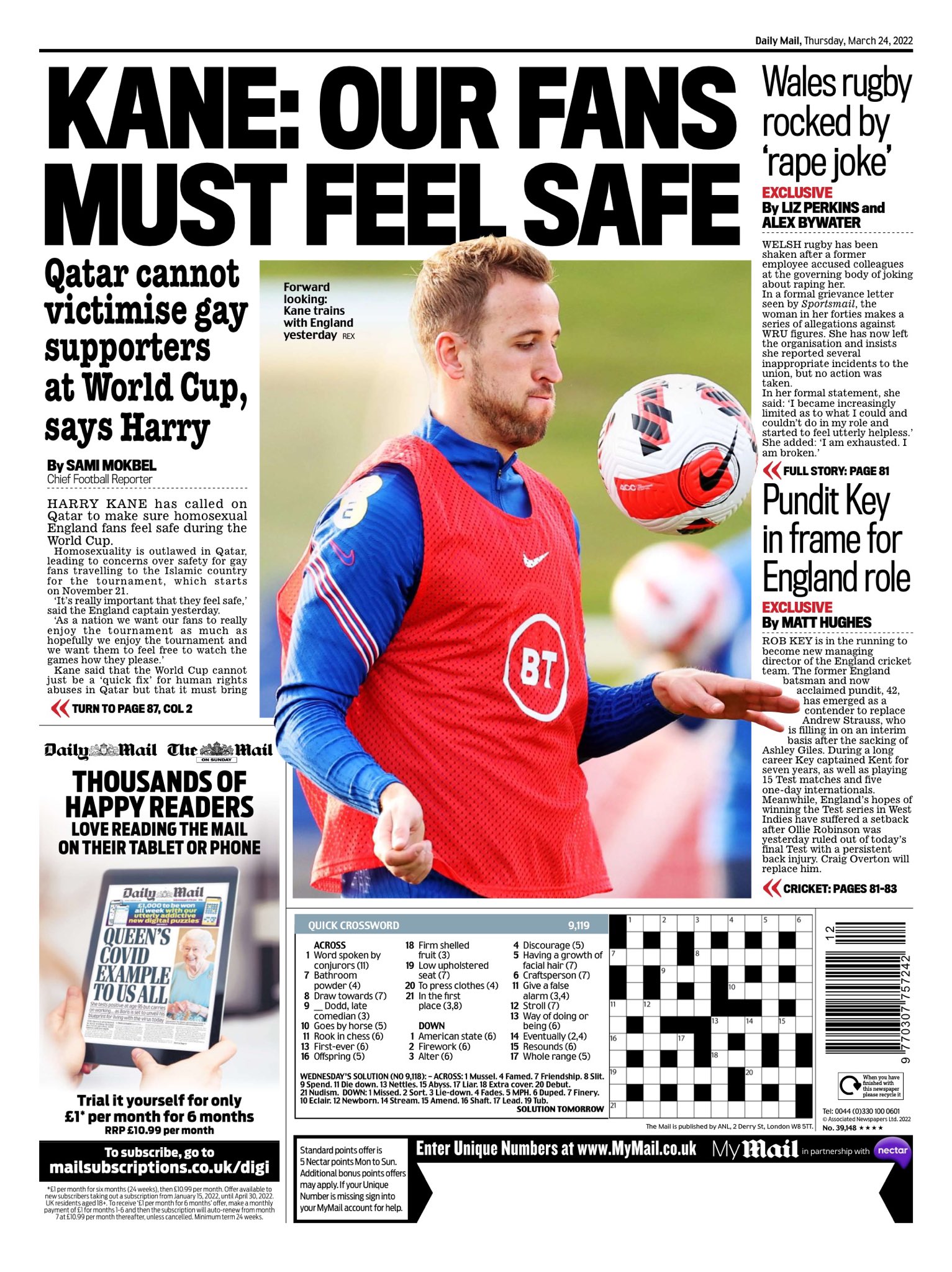 Allie Hodgkins Brown On Twitter Thursday s MAIL Sport Kane Our 