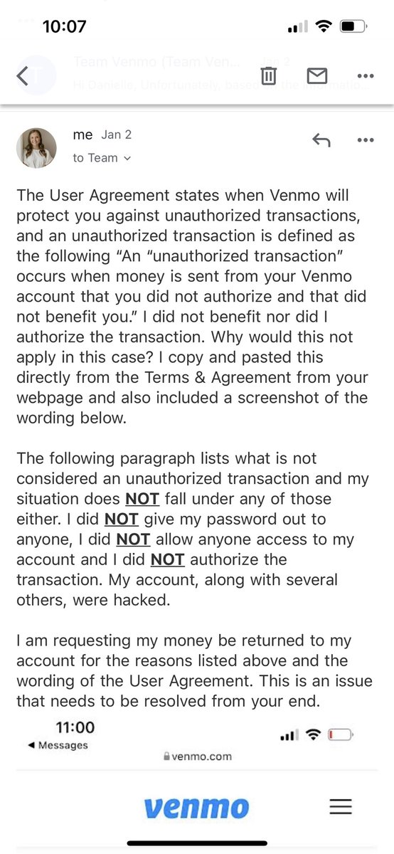 dani_anderson_'s tweet photo. Remember when my Venmo got hacked and I lost $500? And when I tried to get help from @Venmo they ghosted me? Still no response from 01/03… https://t.co/ZVOLVMbcmC