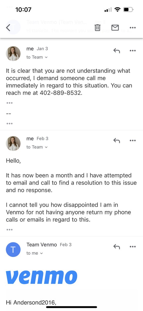 dani_anderson_'s tweet photo. Remember when my Venmo got hacked and I lost $500? And when I tried to get help from @Venmo they ghosted me? Still no response from 01/03… https://t.co/ZVOLVMbcmC