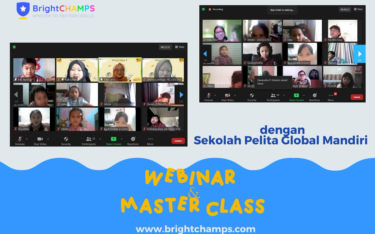 Waah Pagi-Pagi semangatnya luar biasa banget siswa siswi dari #PelitaGlobalMandiri. Habis webinar dan masterclass #coding, ayo langsung daftar di kelas gratisnya #Brightchamps ya bit.ly/KelasGratisBC #roblox #fun