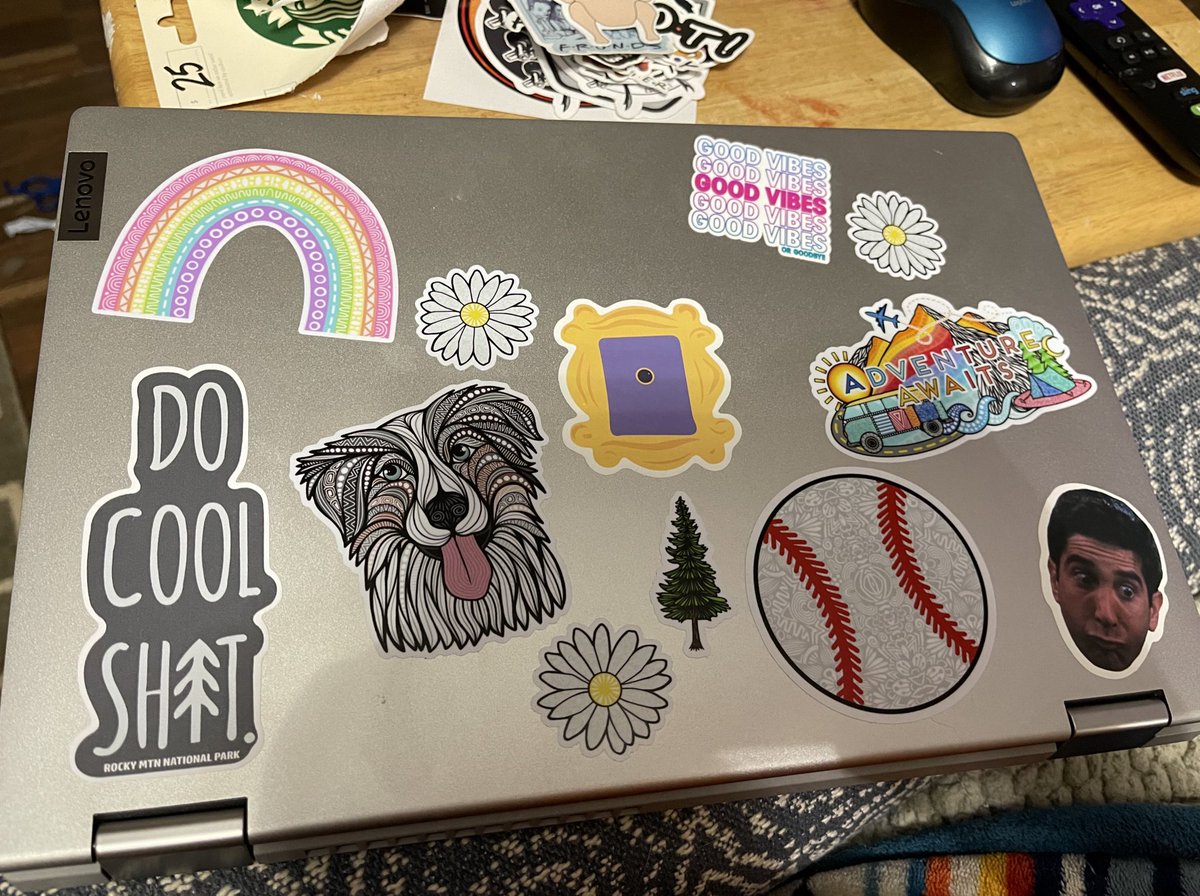 jennfagan's tweet photo. @zenspiredesigns got my stickers in! The perfect addition to brighten my work computer! https://t.co/9Jlwjz4Z3S