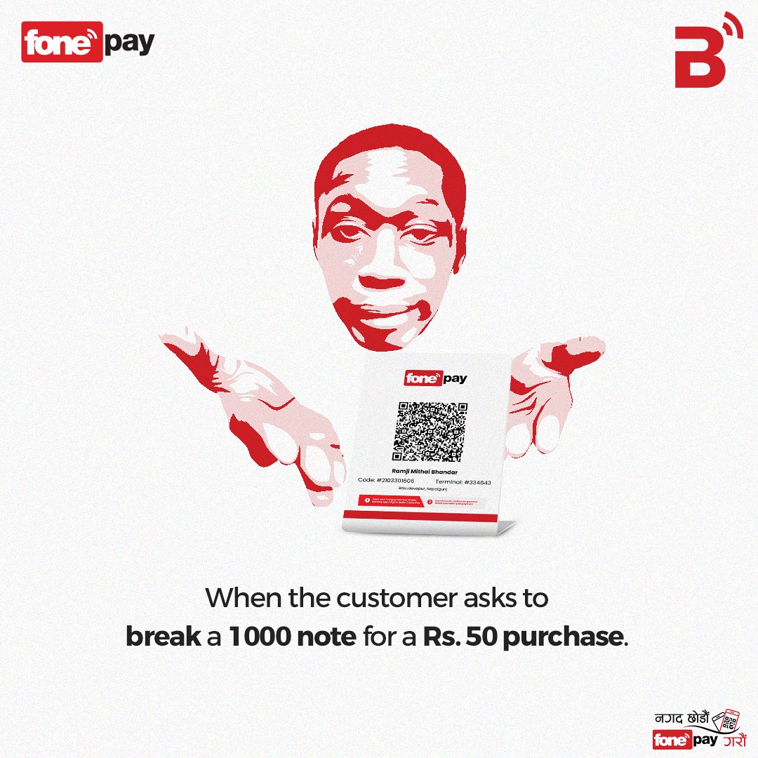 FonepayBusiness's tweet photo. Change the system rather than changing the notes, am I right? 
Take a step for the best of your business’ tomorrow. 
Download the Fonepay Business App here: 
Google Play Store: https://t.co/MT1TkMjiZ1 
App Store: https://t.co/mgO9s7syo8 
 #fonepay #fonepayDirect #GoDigital https://t.co/cSWwAdTvzP