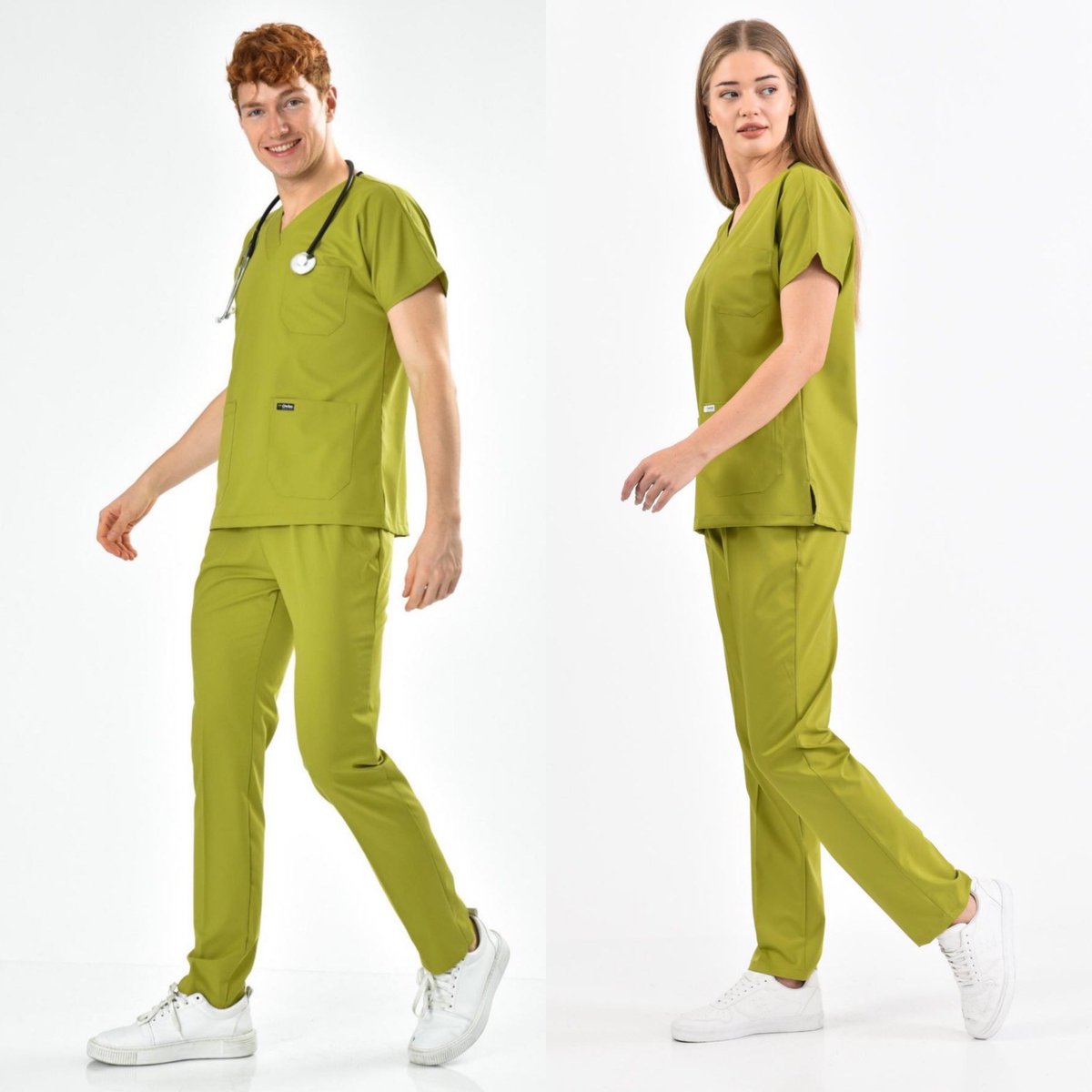 Likralı yağ yeşili cerrahi forma takım