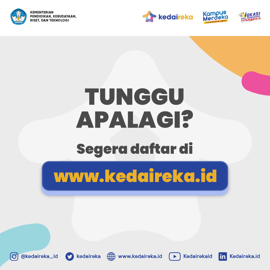 Halo, #SobatKedaireka!
Kedaireka kembali hadir dengan semangat baru di tahun 2022 dan menyelenggarakan program yang mendukung kolaborasi inovasi antar Insan Perguruan Tinggi dan Mitra.

Yuk, kenali Kedaireka lebih dekat😊

#Kedaireka
#KolaborasiPentahelix
#MatchingFund2022