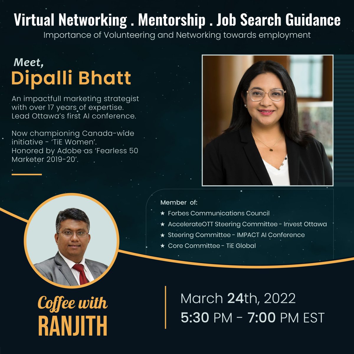 Does #volunteering lead to future #employment opportunities. Meet @DeepaliBhatt4 @mathew_ranjith and nonprofit leaders #virtualnetworking #JobSearchAssistance #mentorship
#OttawaJobs.
Join on March 24th at 5.30pm event.esax.ca/e/coffee-with-…
 linkedin.com/posts/ranjithm…
