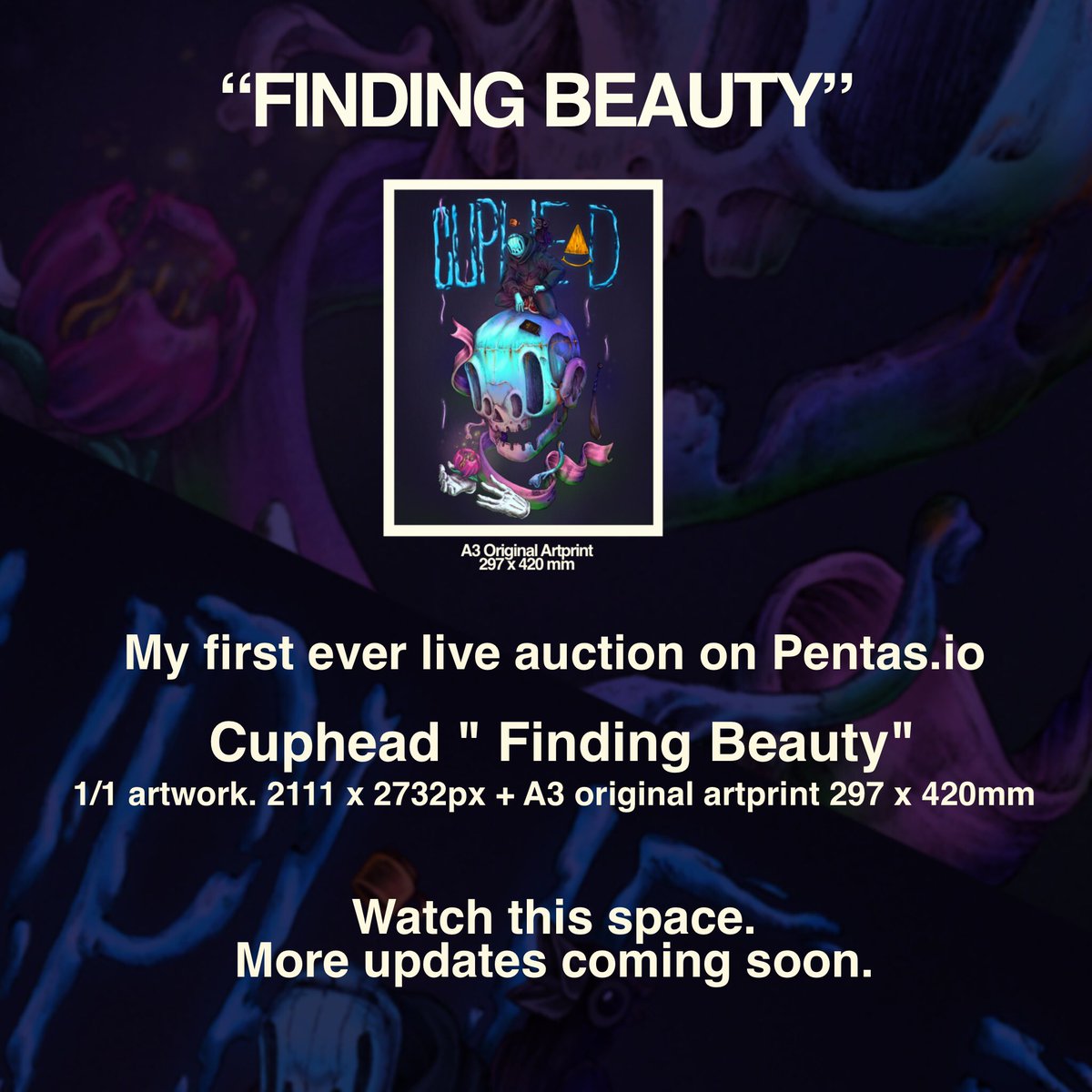 CwndDien's tweet photo. Hello! Guys.. My first ever live auction on https://t.co/A7c1PfR8lf

 Cuphead " Finding Beauty" 
1/1 artwork. 2111 x 2732px + A3 original artprint 297 x 420mm

Watch this space. 
More updates coming soon.#NFTs #NFTCommmunity #nfxt #nfxtio #pentasio #pentasian #cwnddien https://t.co/M5jMk8rIoR
