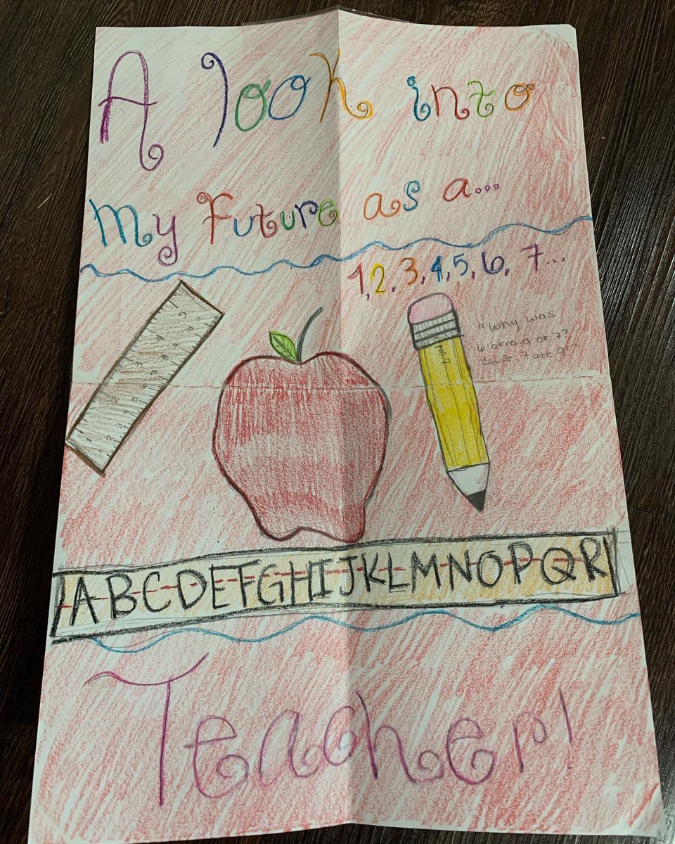 Today we had Career Day at school - taking what we like &amp; turning that into a career path for us! 
I guess I always knew what I wanted to do… 9 year old me drew this and it holds a special place in my heart⭐️🍎