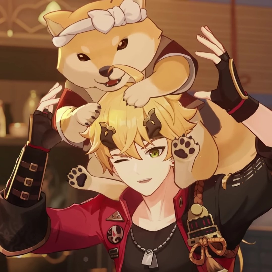 heyitsmiren's tweet photo. "When it comes to pets... Mm, yes, I'm definitely more of a dog person myself." - Kamisato Ayato https://t.co/VMPMqBQz8P