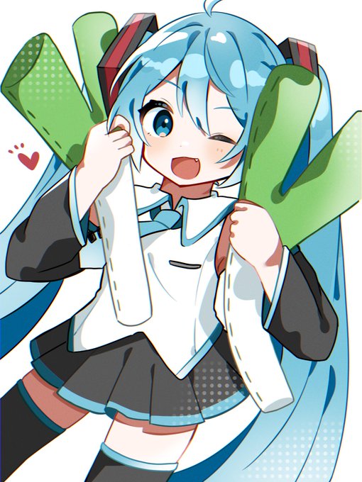 しえるさんのミクさん!ネギクッションを両手に抱えてニッコリ&amp;ウインクする姿がとってもカワ(・∀・)イイ!!【https://t.co/XudxQwEptH】 #piapro #初音ミク 