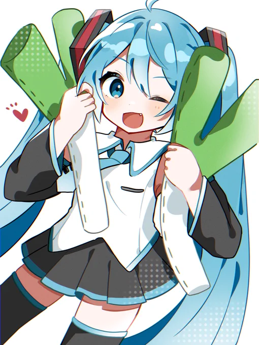 しえるさんのミクさん!ネギクッションを両手に抱えてニッコリ&amp;ウインクする姿がとってもカワ(・∀・)イイ!!【https://t.co/XudxQwEptH】 #piapro #初音ミク 