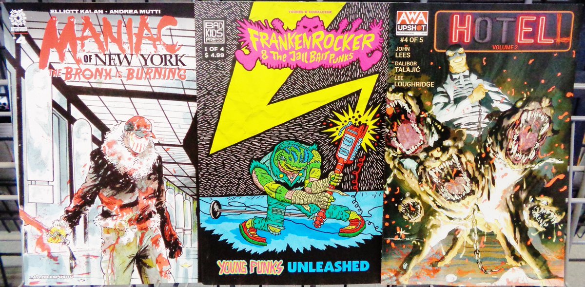 Chunk of new Independent comics just released. Maniac of New York: The Bronx is Burning #4, Frankenrocker &amp; The Jailbait Punks #1, and Hotell vol. 2 #4.