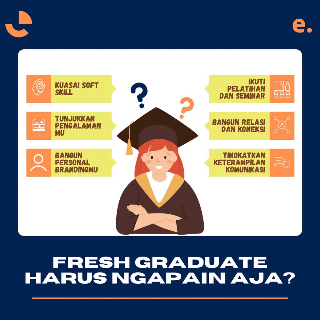 einsession's tweet image. Udah lulus kuliah, tapi masih bingung harus ngambil langkah apa? No worries, ternyata ada banyak hal yang bisa dilakukan fresh graduate dalam mempersiapkan karir, lho! Coba cermati keenam hal ini, FrEins! Bisa banget nih kamu lakuin sekarang.