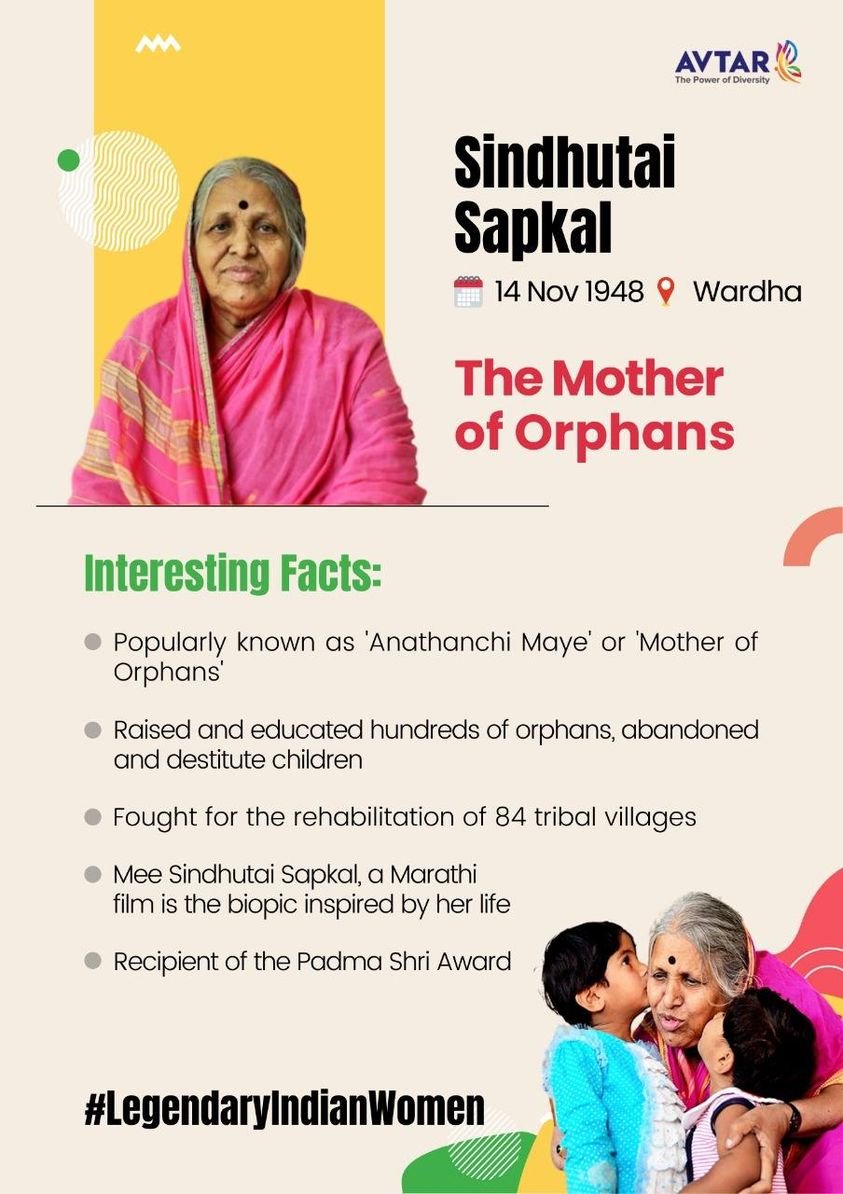 SaundaryaR's tweet photo. LegendaryIndianWomen - 24/31
#WomensHistoryMonth - #AlphabeticalSeries #NavaShakti. An Indian social worker and activist, Sindhutai Sapkal, was a voracious reader with a flair for poetry. She led a life nurturing and serving orphaned, tribals and marginalised people https://t.co/lb4X7zUDTw