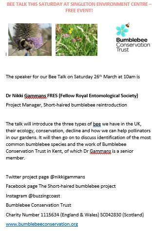 This Saturday - Come and hear a great talk on Bee's by Dr Nikki Gammans.......