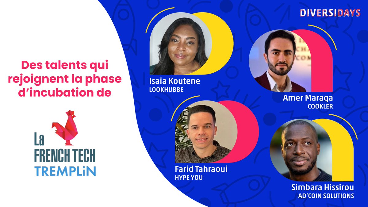 diversidays's tweet photo. Ça bouge pour eux 🔥 Elles et ils rejoignent la phase d'incubation du #FrenchTechTremplin 👏 A #Toulouse, #SaintOuen, #EvryCourcouronnes ça a été un vrai bonheur de vous accompagner dans les 1ères étapes 💪 https://t.co/77P5iXo3zk