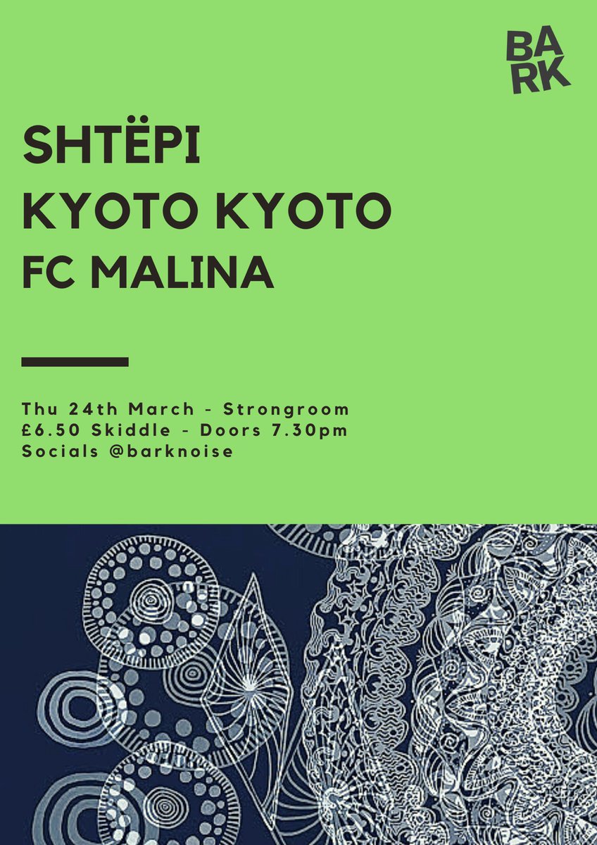 Tonight! On for a wicked show at @StrongroomBar ✨, set times: @Shtepimusic - 9.30pm @kyotokyotoband - 8.45pm @fcmalina - 8pm Best get your tickets in advance, only £6.50 - skiddle.com/e/36005897 - more OTD.