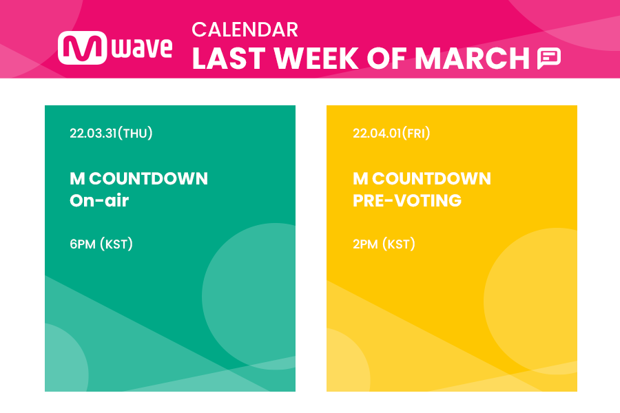 Mwave on Twitter "[Mwave Calendar] LAST Week of MARCH Helpful Mwave news you shouldn't miss