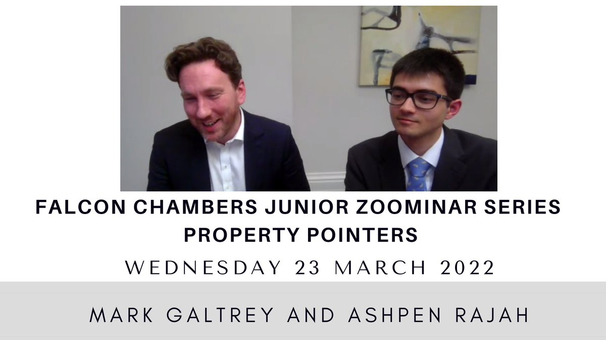 FalconChambers1's tweet photo. Yesterday evening we hosted our second junior zoominar of 2022. Mark Galtrey and Ashpen Rajah spoke on Bona Vacantia and escheat demystified. Thank you to everyone who attended, we hope you enjoyed the session! #propertypointers #falconchambers #propertylaw https://t.co/c1iL3e5EZ2