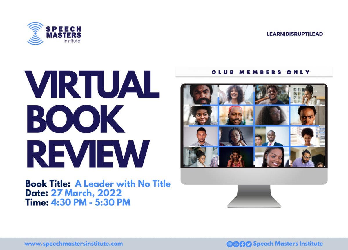 speech_masters's tweet photo. 𝐕𝐢𝐫𝐭𝐮𝐚𝐥 𝐁𝐨𝐨𝐤 𝐑𝐞𝐯𝐢𝐞𝐰📚
An incentivized way of getting our Book Club Members to give critical thoughts to the relevant details captured in the material we've just read -"𝐓𝐡𝐞 𝐋𝐞𝐚𝐝𝐞𝐫 𝐰𝐡𝐨 𝐡𝐚𝐝 𝐧𝐨 𝐭𝐢𝐭𝐥𝐞" by @RobinSharma.

#smbc #smi #gba #bookclub https://t.co/Jz8U708RcV