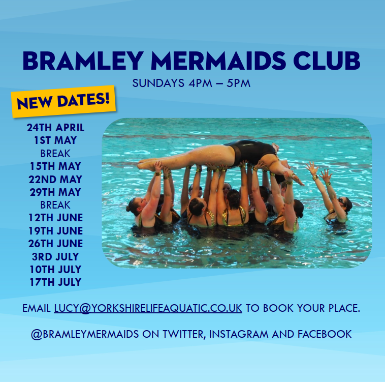 BramleyMermaids's tweet photo. There's still two classes left this term (27th March and 3rd April) but here's our Summer term dates for your diary.

Please share this far and wide!☀️ https://t.co/TAbt354jZ5