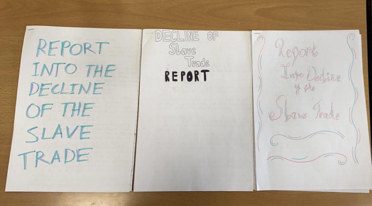 FlanaganHistory's tweet photo. Here are some of the fantastic reports into the decline of the Atlantic slave trade by our S3 Historians ⭐️ @s3_strive #literacyacrossthecurriculum https://t.co/WojXI6JBBe