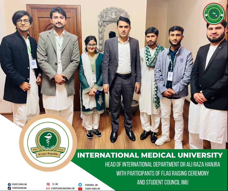 studcouncil_imu's tweet photo. 23 -March -2022
A flag 🇵🇰hoisting ceremony was held at Embassy of Pakistan, Bishkek 🇰🇬 today to mark the National Day of Pakistan.
H.E. Mr. Sardar Azhar Tariq Khan Ambassador of Pakistan, hoisted the national flag on this occasion.
#23MarchPakistanDay2022 
#studentCouncil
#IMU https://t.co/Vs4BQPBf4i