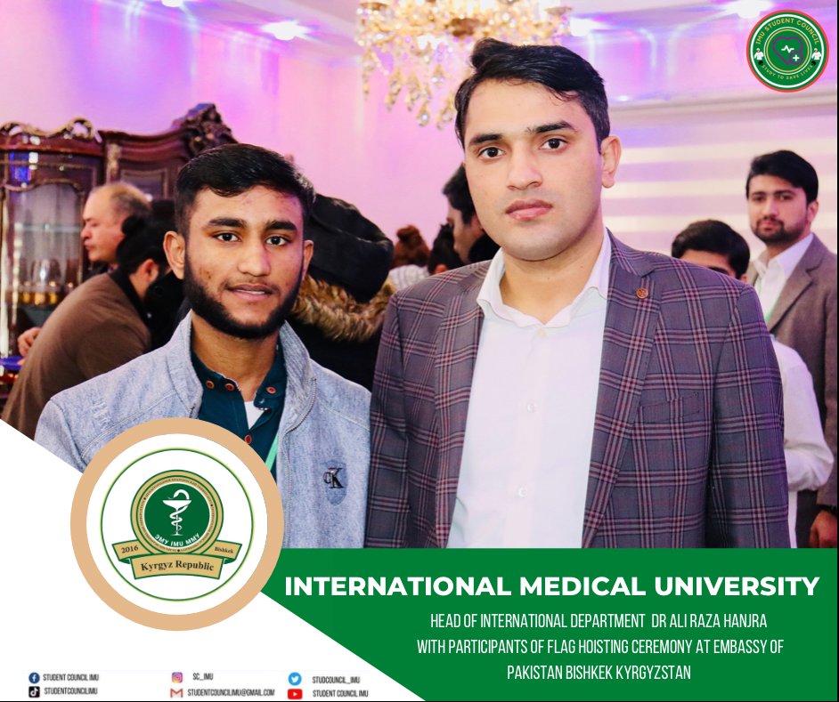 studcouncil_imu's tweet photo. A large number of Pakistani community members attended the flag hoisting ceremony. 
Students from International medical university and Head of international department Dr Ali Raza was also participated as a guest in flag ceremony
#StudentCouncilIMU
#InternationalMedicalUniversity https://t.co/tbRGw11UqZ