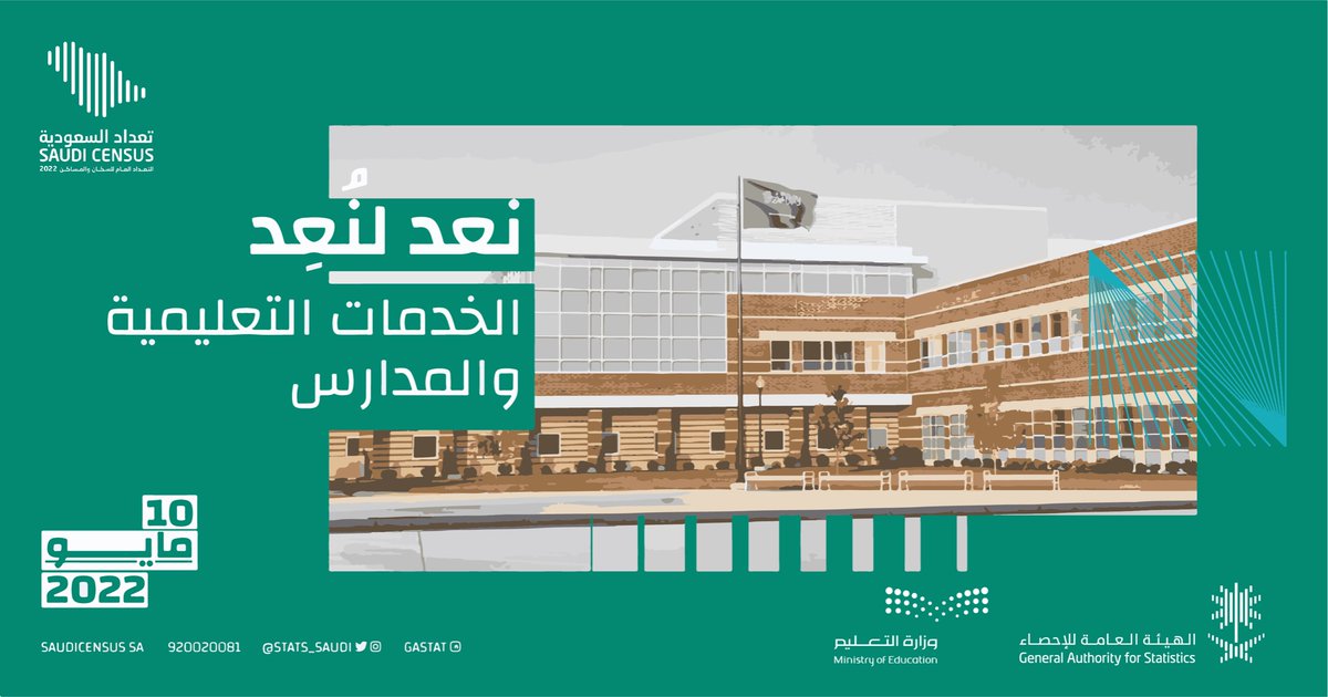 #نعد_لنُعِد الخدمات التعليمية والمدارس
#تعداد_السعودية_2022 في 10 مايو