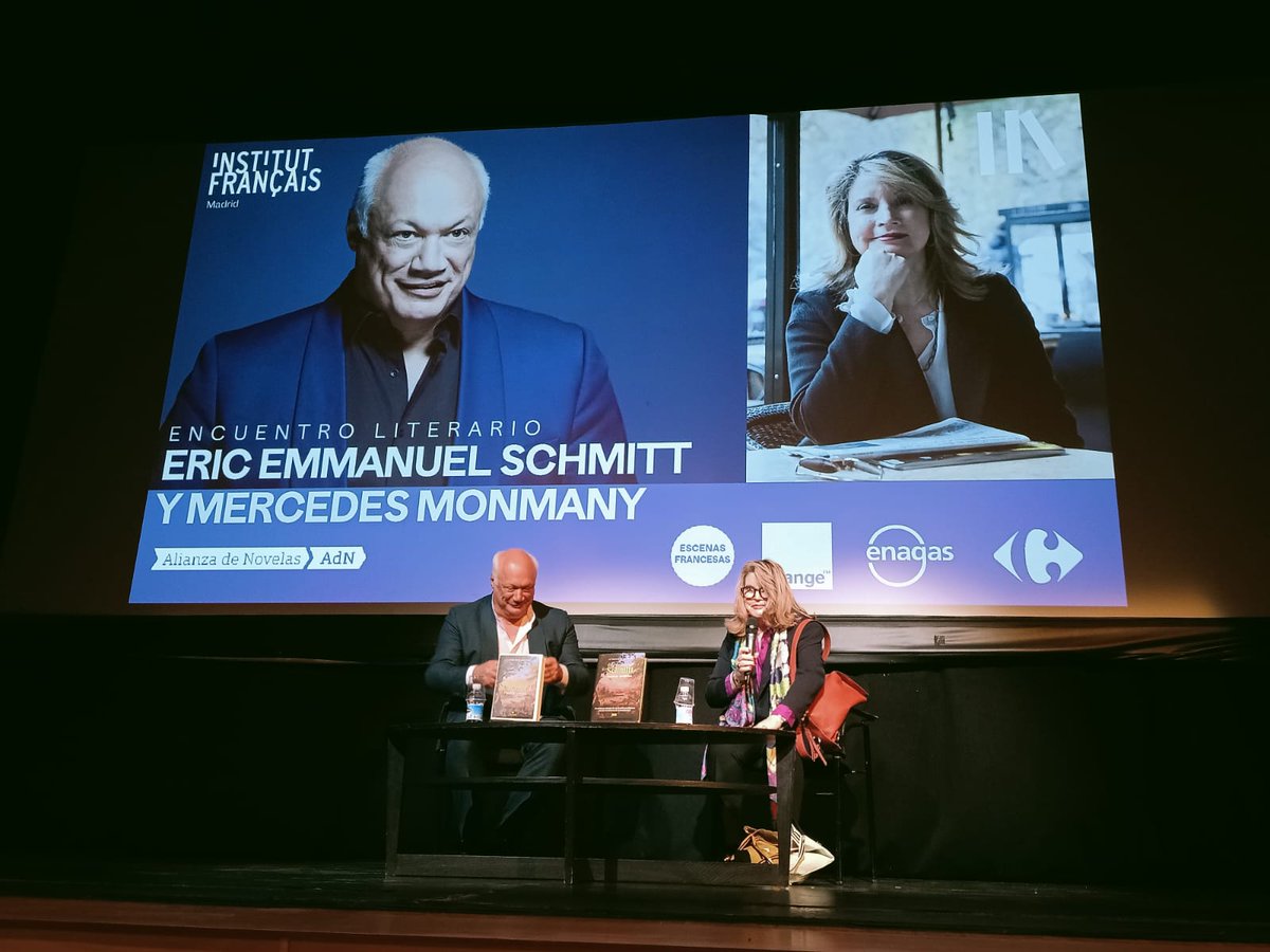 BelgiuminSpain's tweet photo. @EESchmitt presentó anoche su libro "Paraísos Perdidos" en el teatro del @IF_Madrid.

Eric Tallon, director de #IFMadrid, el embajador Cockx🇧🇪y F. Vanholsbeeck, representante de @WBI_tweet inauguraron el evento que fue seguido de una cena en la residencia🇧🇪 en honor al autor 🇫🇷🇧🇪 https://t.co/s8pk6w8DQb