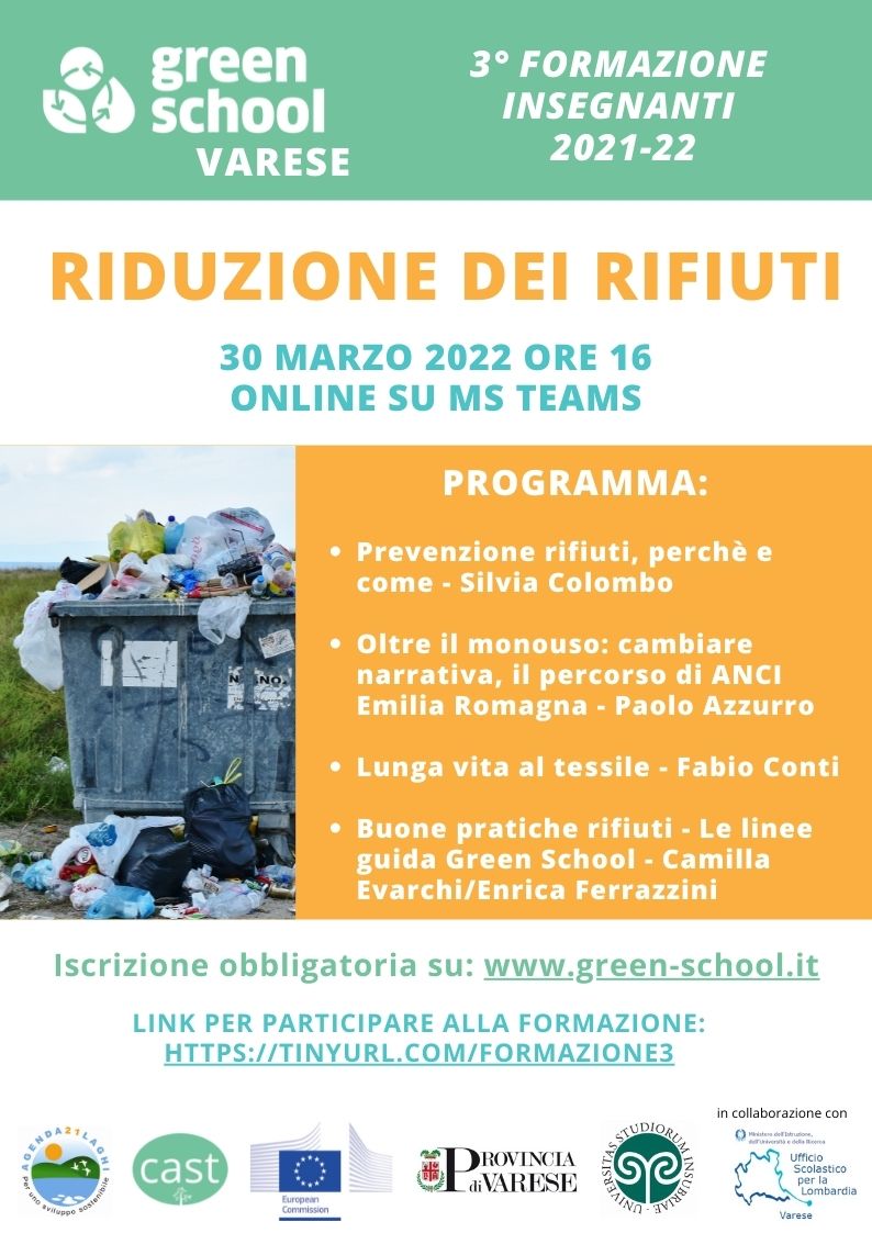 il 30 marzo dalle ore 16 il Programma Green School ha organizzato una formazione dedicata alla riduzione dei rifiuti e indirizzata a insegnanti e amministratori comunali

Iscrizione obbligatoria green-school.it/articles/view/…

Per partecipare tinyurl.com/formazione3