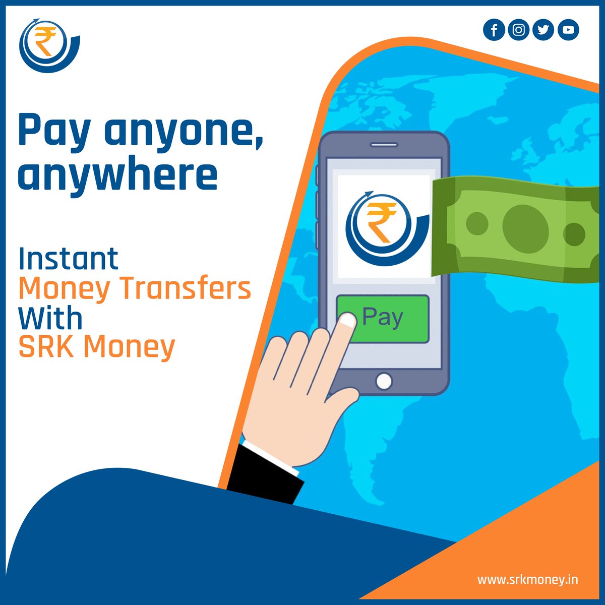 Domestic Money Transfer allows you to Transfer Money to your Family, Friends, Employees, and Unbanked consumers across India. 💰💰💰 
#Domestic #Money #Transfer #DomesticMoneyTransfer #MoneyTransfer #DomesticTransfer #SRKMoney #fintech #instantmoneytransfer