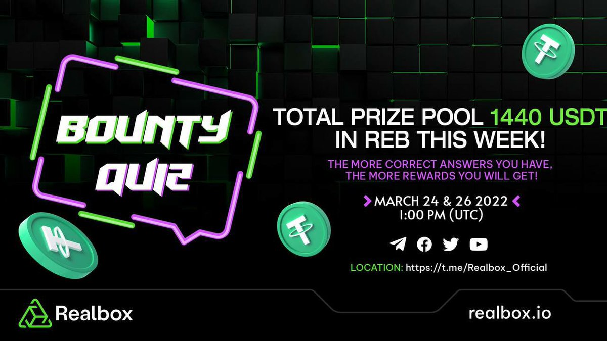 DynamicAirdrops's tweet photo. 🚨 Bounty: RealBox - Answer Question To Gain Rewards
🔥 Total Reward: 1440 USDT
🛃 Website: https://t.co/6hvpHKGYHg
🚧 Rating: ⭐️⭐️⭐️⭐️⭐️ 
🤖 Bounty Link : - https://t.co/sy3JqTSLgT https://t.co/7fJQg0l9Tj