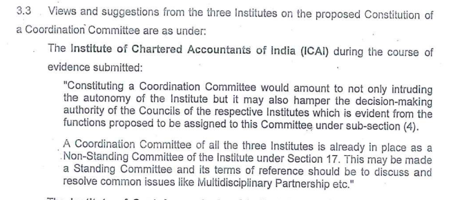 FCSJigarShah's tweet photo. Constitution of Coordination Committee views of #ICAI, #ICSI and #ICoAI vs what is said by #MCA.
We may not be aware but lot of things are happening the background and for sure the horizon and scope in future.
Standing Committee on Finance Report. https://t.co/H0Edvdxs71