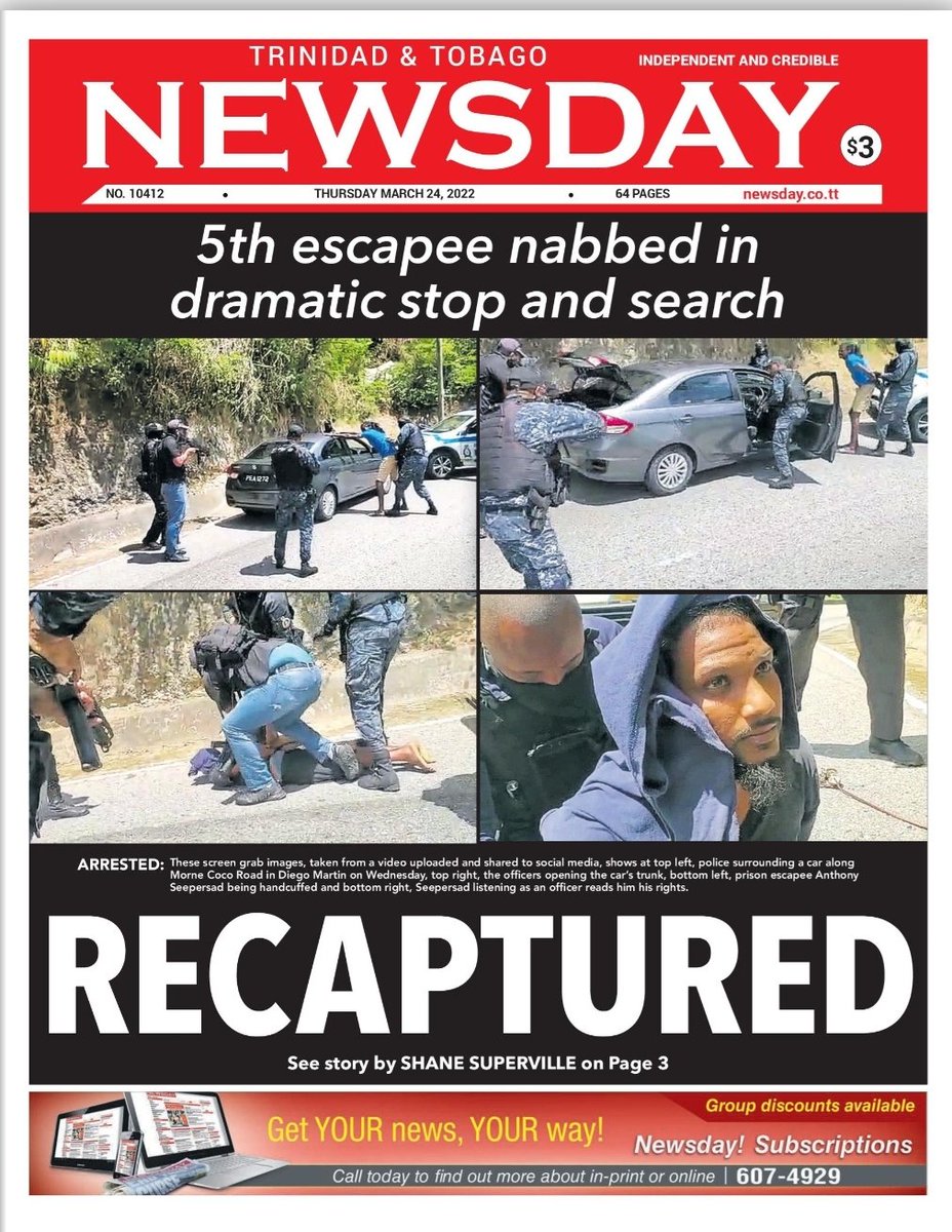GayelleTV's tweet photo. Good morning neighbours, on the front pages today, Thursday 24th March 2022 in Trinidad and Tobago. #NewspaperHeadlines #Headlines #FrontPages #ThursdayNews #dailynews #trinidadandtobago https://t.co/E7eBhWD7Wf
