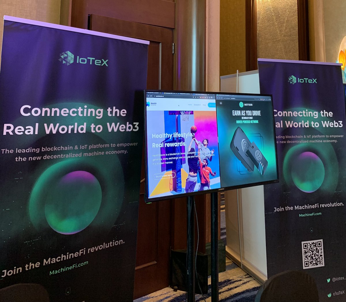 The @iotex_io team is live at #WBSDubai ! Getting the web3 community excited about drive-to-earn w/ @GMotodb and live-to-earn w/ @HealthBlocks 

Come say hi👋 @tresconwbs