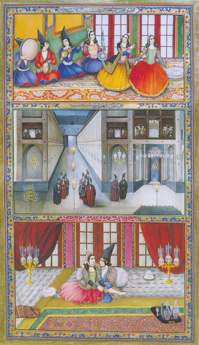 FuchsiaHart's tweet photo. I just saw that there are some good images online of the incredible illustrations from the One Thousand &amp; One Nights produced for Nasir al-Din Shah in the 1850s, so here are a few examples to brighten the Twitter TL this morning. The depictions of textiles are particularly 🤩 https://t.co/UckHfVp1E3