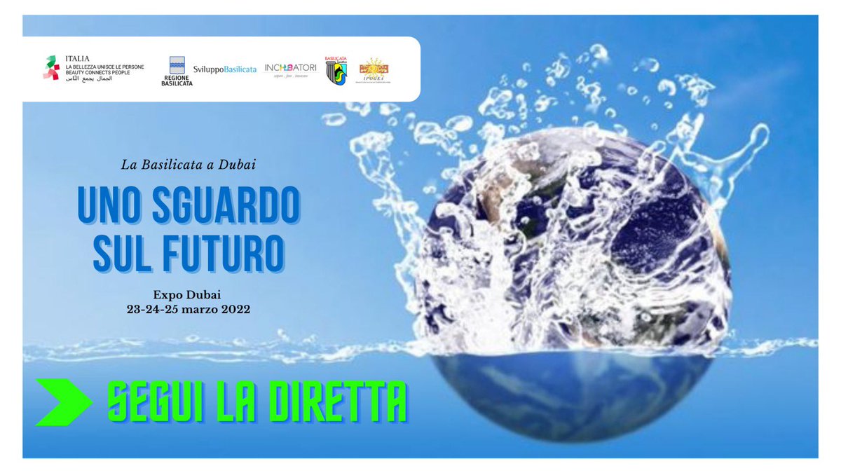 La <a href="/regbasilicata/">Regione Basilicata</a> protagonista a Dubai per raccontare eccellenze e futuro.
SEGUI LA DIRETTA ore 12:00
"Basilicata e l'acqua: storia, cultura ed innovazione da Pitagora ai progetti per un futuro sostenibile"
Facebook: fb.me/e/7xMs2O2Lz 
 Youtube: youtu.be/BW2d3QKi_zo