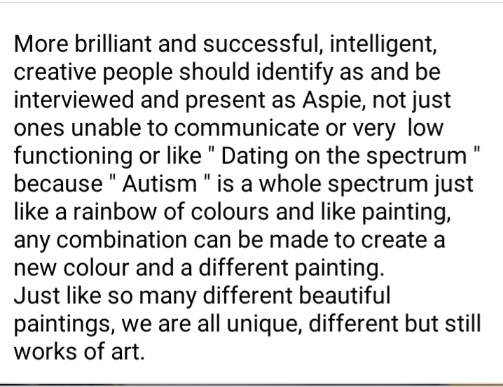 JanetFrame3rd's tweet photo. I wrote this &amp; someone said it was insightful &amp; I should write it down so here it is.
#Autism 
#Rainbowofcolours
#Spectrumofcolours 
#uniqueworks
#AutismAwareness https://t.co/3cn9Ghw04Q