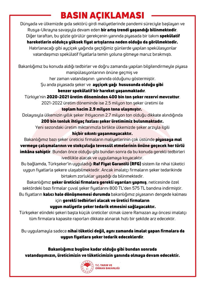 T.C. Tarım ve Orman Bakanlığı tweet media