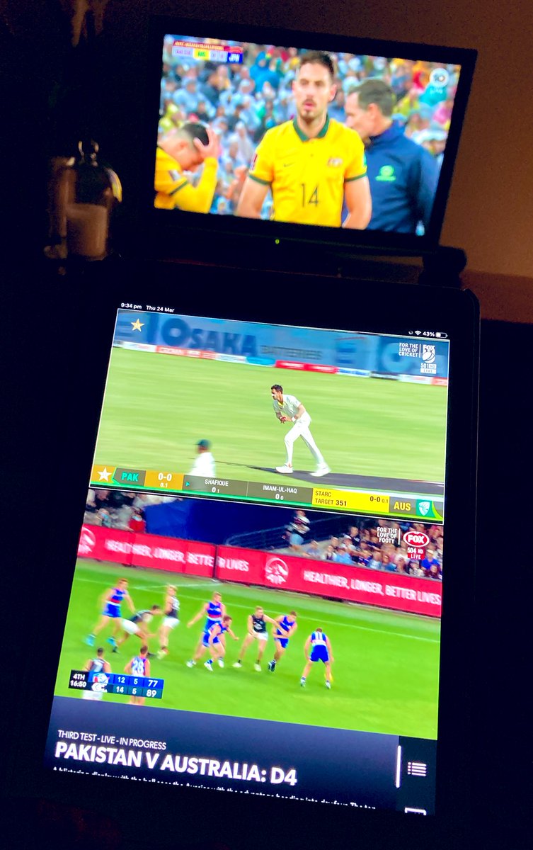 Multitasking is not normally something I’m that flash at, but sometimes you just have to convert your lounge room to a sports bar and do the best you can, Spoilt for choice!
