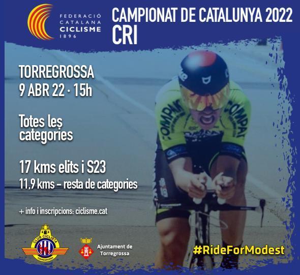 TorregrossaAj's tweet photo. Ja estan obertes les inscripcions per al Campionat de Catalunya de Contrarellotge Individual del dia 9 d'Abril a #Torregrossa. Us podeu inscriure a la pàgina de la federació https://t.co/pfpPMFf3Px 🚴♀️🚴♂️ #cctorregrossa @ciclismecat #RideForModest https://t.co/DjCFZZxJcN