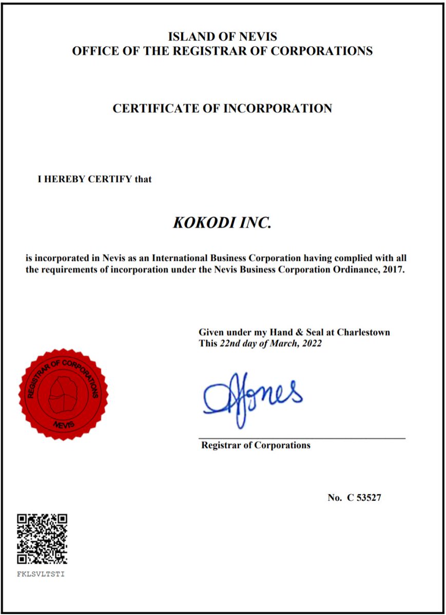 kokodigame's tweet photo. finished registering #KOKODI incorporation💥
#NFTGaming #opensea https://t.co/TgSHAUYXBg