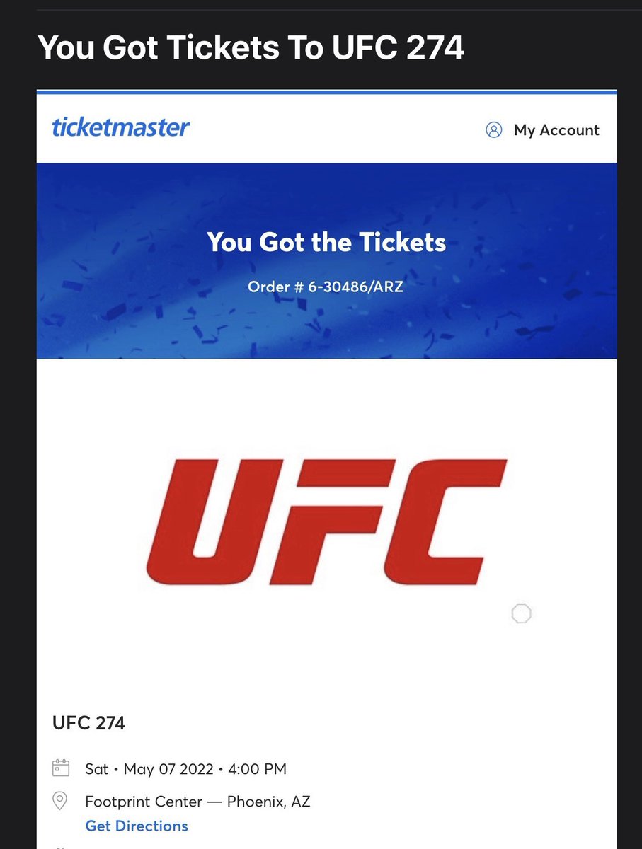 _dougieefreshh's tweet photo. UFC 274 tickets confirmed 😎 https://t.co/CI9YN2jqA0